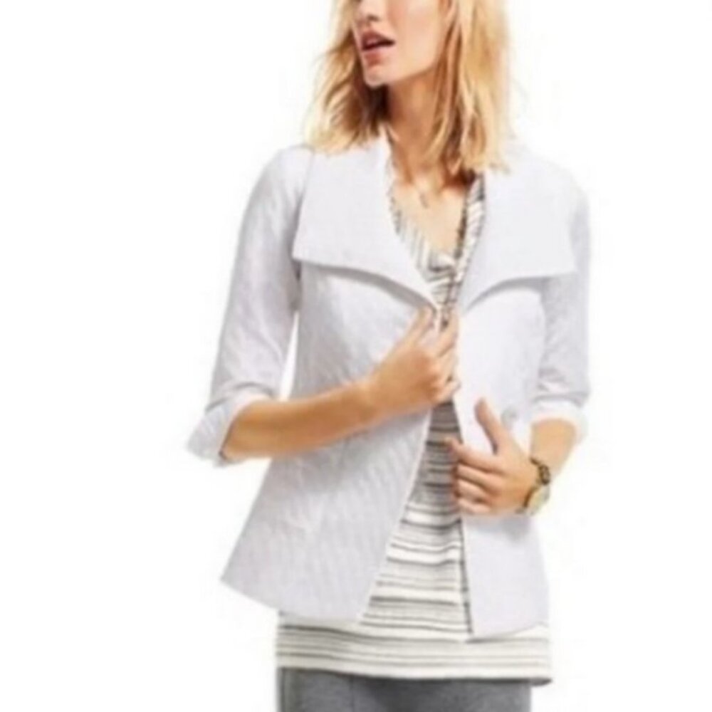 Cabi white textured double breasted blazer jacket size M